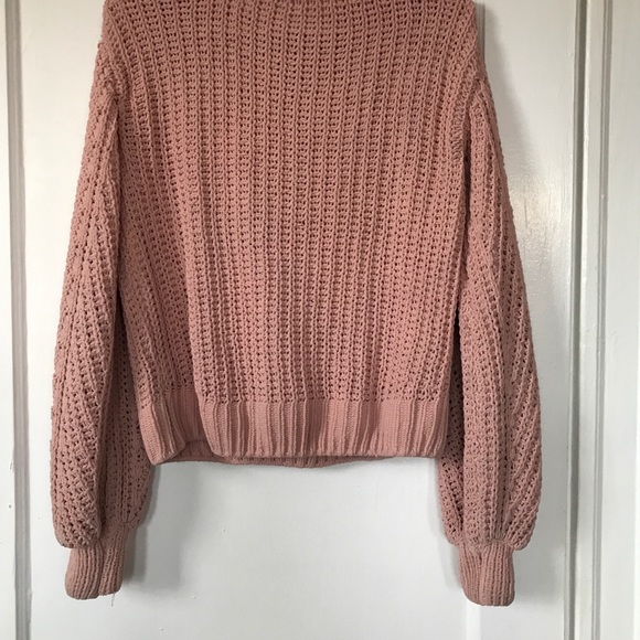 Chunky chenille bubble sleeve sweater in blush - Picture 3 of 4